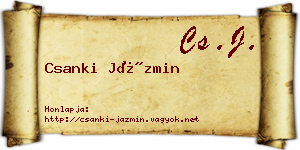 Csanki Jázmin névjegykártya
